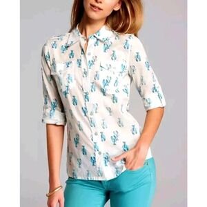 NWT Tory Burch Brigitte Button Up Blouse Shirt Top Lobsters sz 2 $195 Cotton